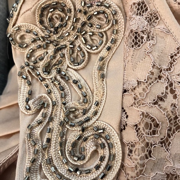 Bebe silk/lace beaded shoulder top - Picture 6 of 7